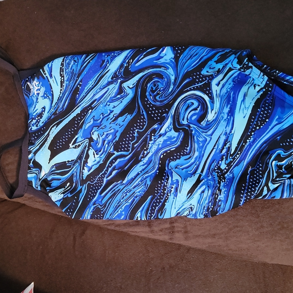 TYR Kids Swim One Piece - Blue and Black